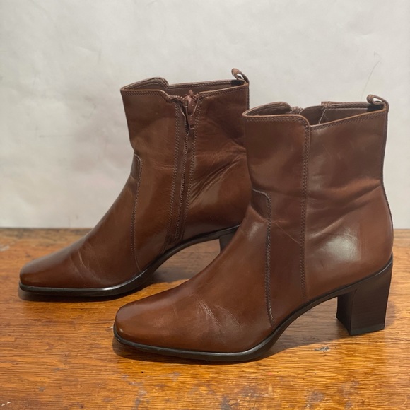 Antonio Melani Brown Leather Ankle Boots 6 Parlor - Picture 6 of 14